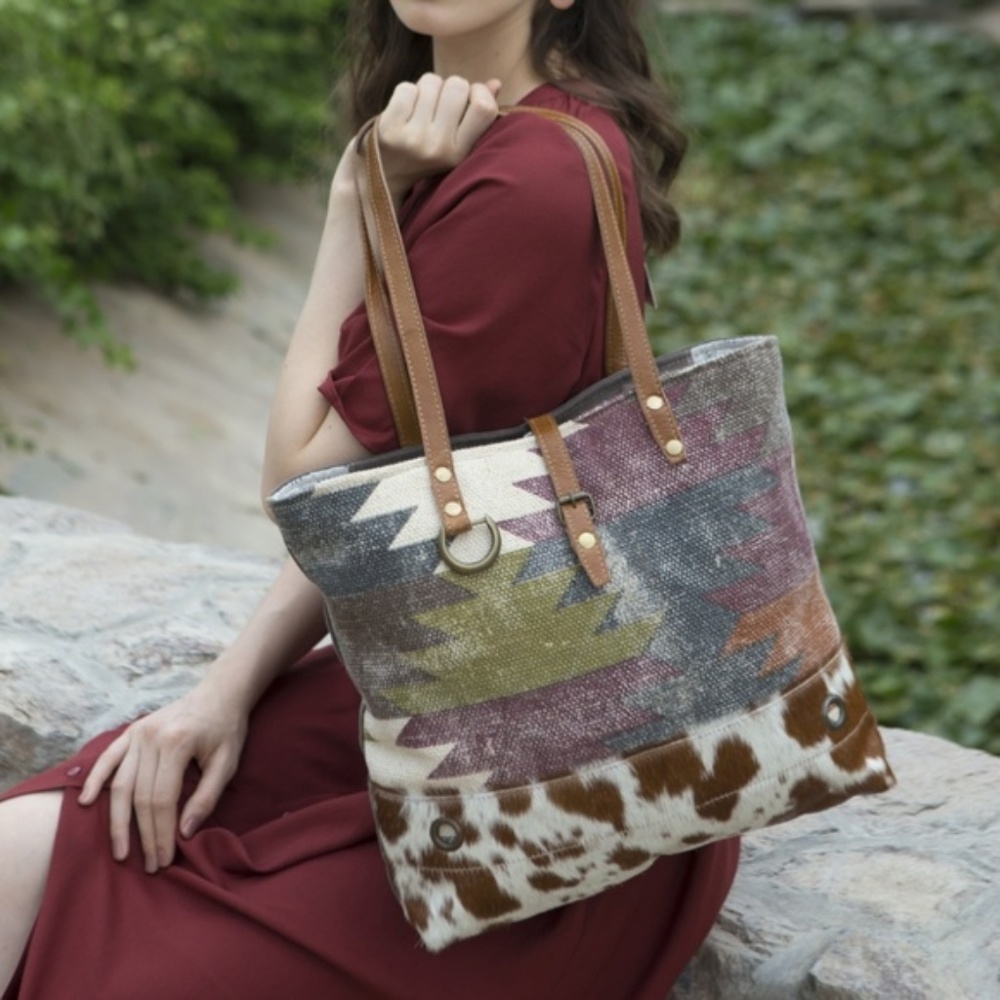 Myra Bag Spring Tote upcycled canvas purse C622 - Picture 3 of 6